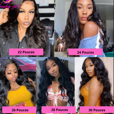 Perruque Body Wave Brésilienne - Lace Frontal 13x4 & 13x6, 100% Cheveux Humains