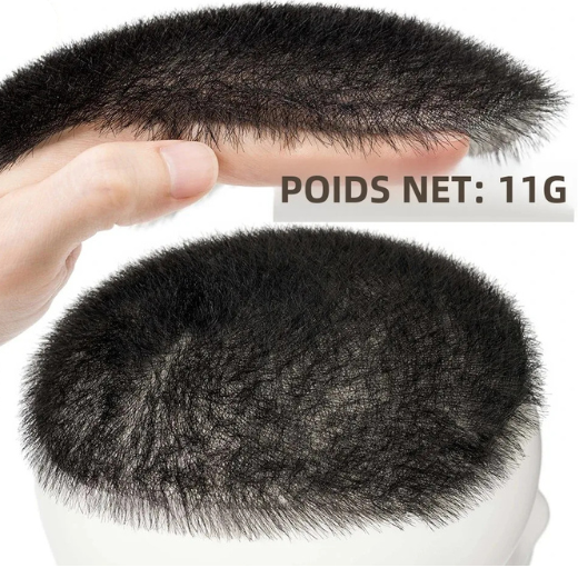 Toupee Homme Buzz Cut - Cheveux Humains, Base PU - Noir