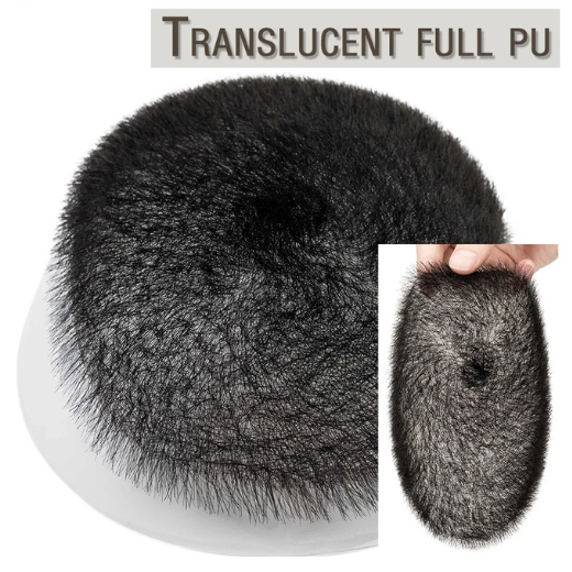 Toupee Homme Buzz Cut - Cheveux Humains, Base PU - Noir