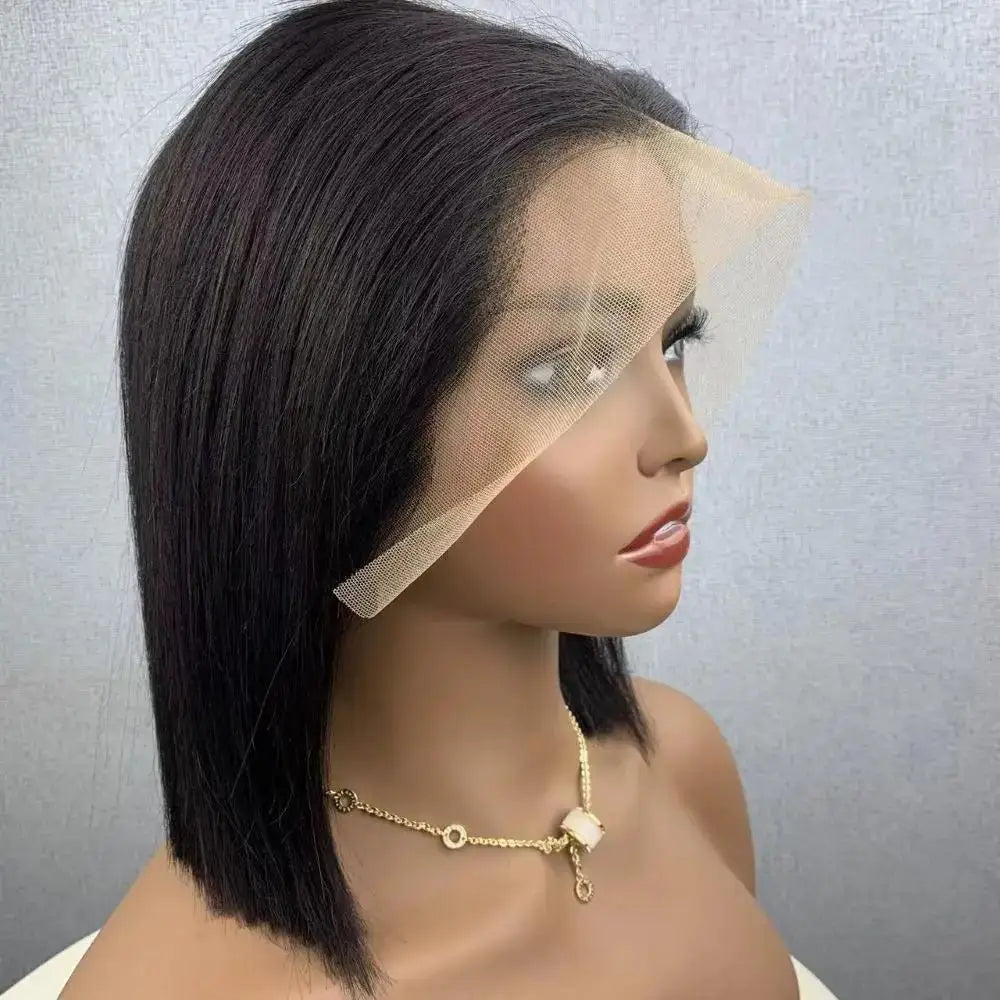 Perruque Lace Front Droite en Cheveux Humains Remy, 4-16 pouces, Cheveux Brésiliens
