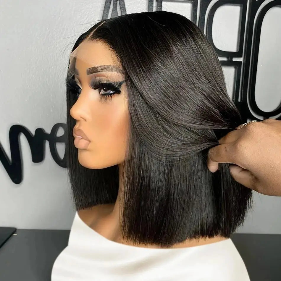 Perruque Lace Front Droite en Cheveux Humains Remy, 4-16 pouces, Cheveux Brésiliens
