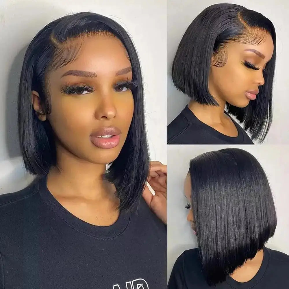 Perruque Lace Front Droite en Cheveux Humains Remy, 4-16 pouces, Cheveux Brésiliens