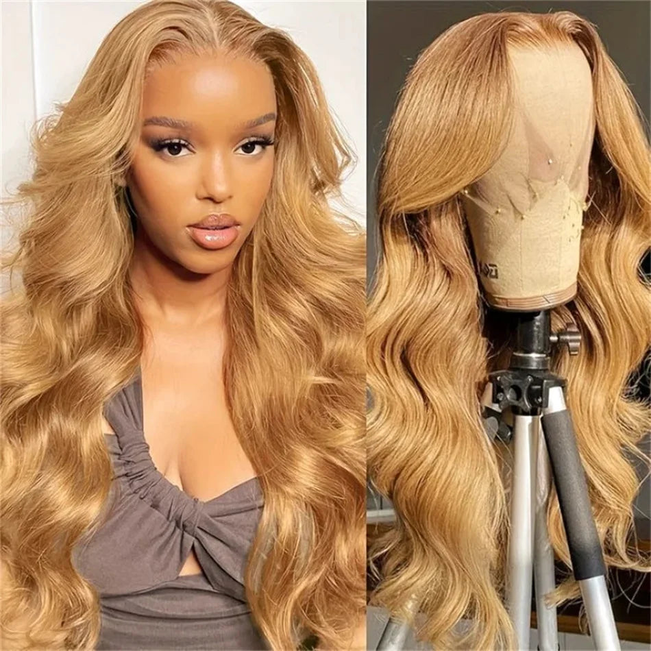 Perruque Body Wave Honey Blonde 13x4 HD perruque à dentelle frontale 100% Cheveux Humains