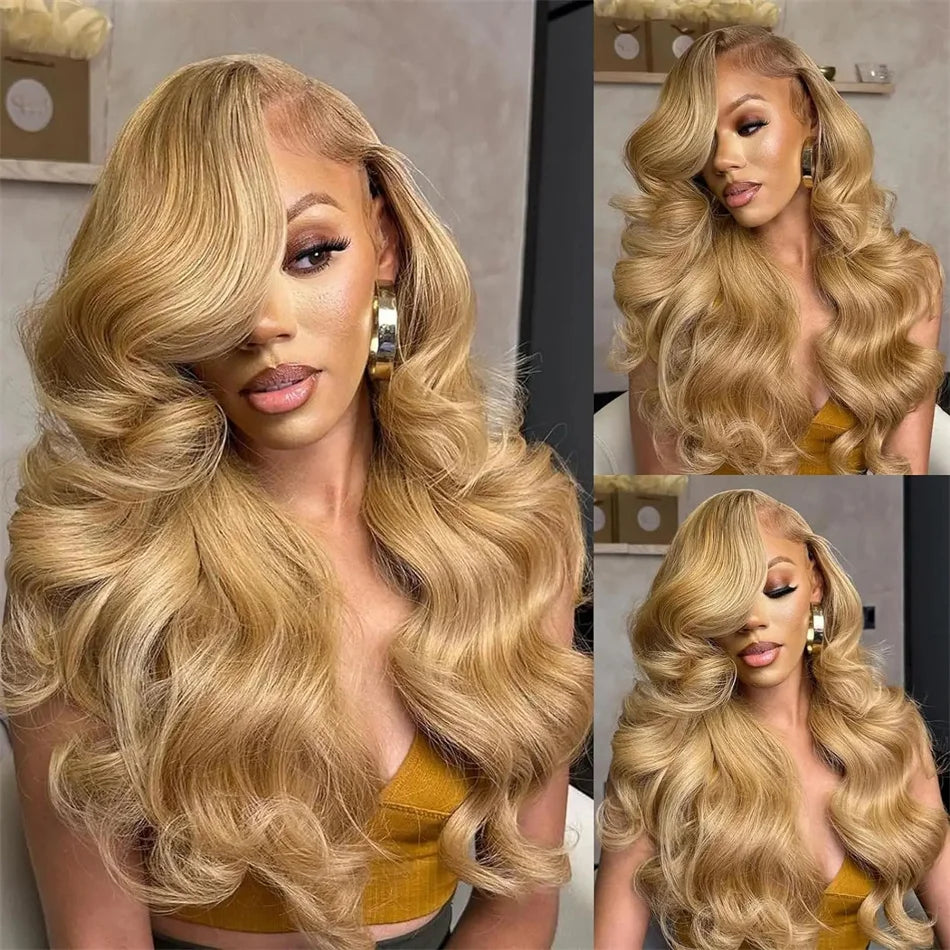 Perruque Body Wave Honey Blonde 13x4 HD perruque à dentelle frontale 100% Cheveux Humains