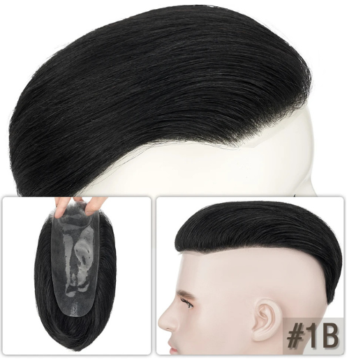 Perruque Homme TESS Pompadour 30g – Cheveux Humains Naturels, Base PU Invisible