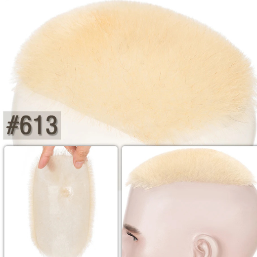 Toupee Homme Buzz Cut - Cheveux Humains Naturels - Base Blond